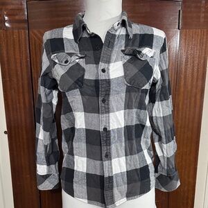 Black and White Plaid Button-Up Shirt